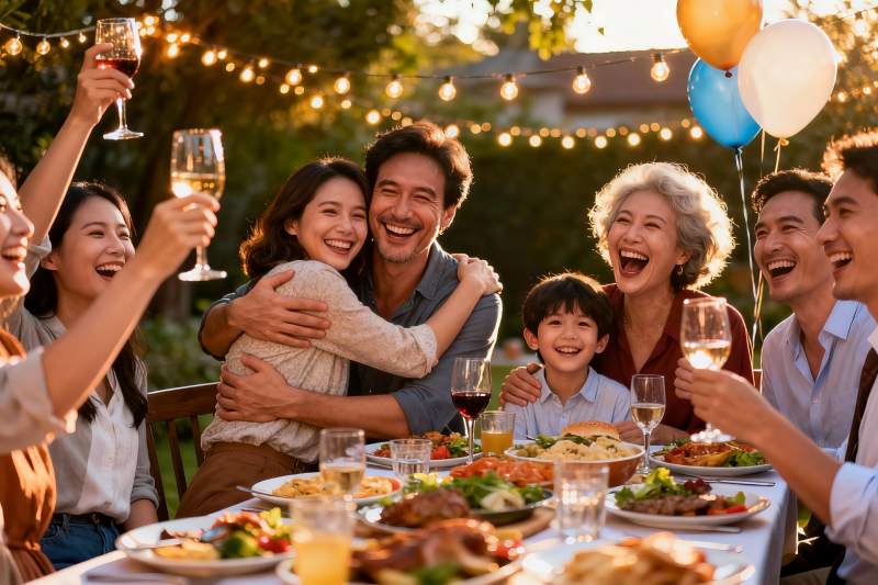 家庭户外聚餐欢庆时刻图片