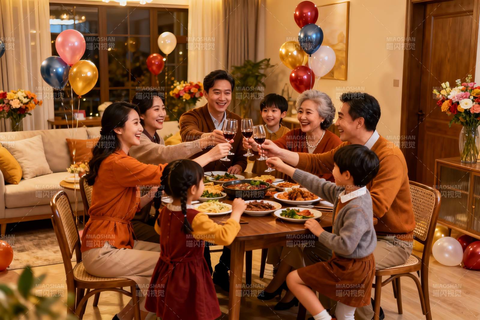 家庭聚餐欢庆时刻图片