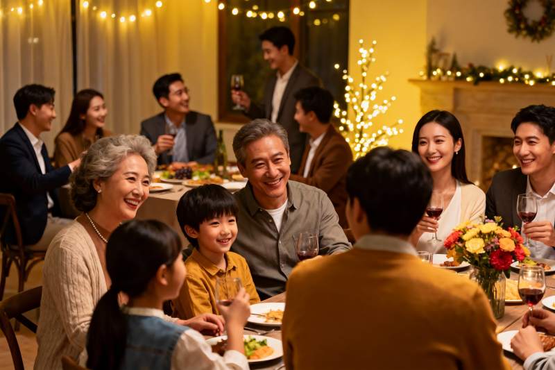 温馨家庭聚餐共庆节日图片