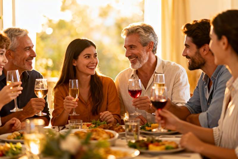 多人聚餐欢饮其乐融融图片