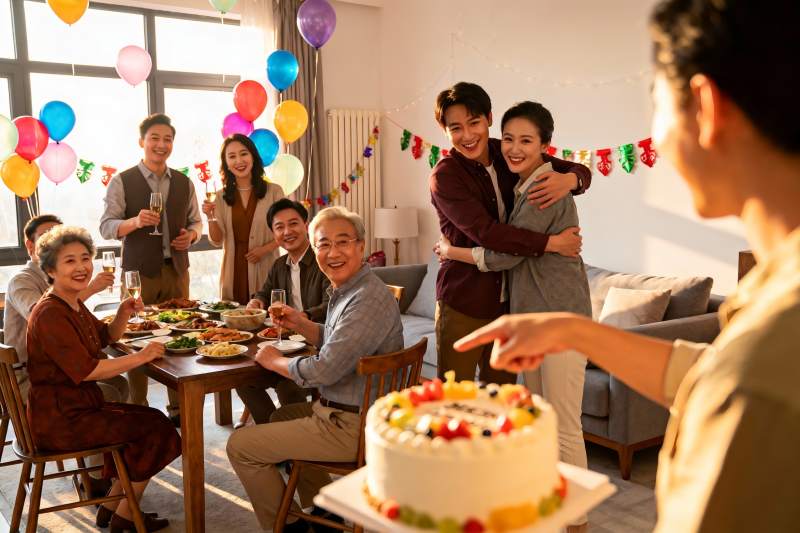家庭聚会欢庆生日温馨场景图片