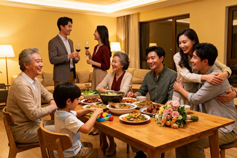 温馨家庭聚餐其乐融融图片