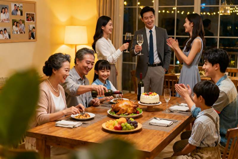 温馨家庭聚餐欢庆时刻图片