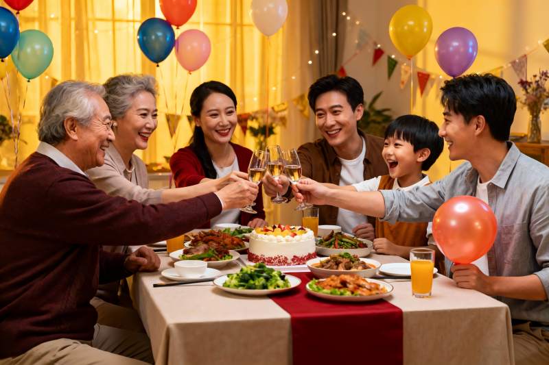 家庭聚餐欢庆时刻图片