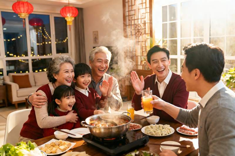 三代同堂家庭聚餐其乐融融图片