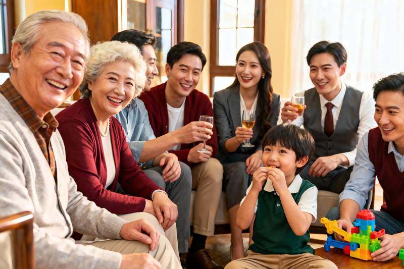 三代同堂家庭聚会温馨场景图片