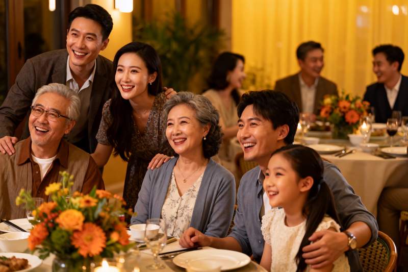 温馨家庭聚餐其乐融融图片