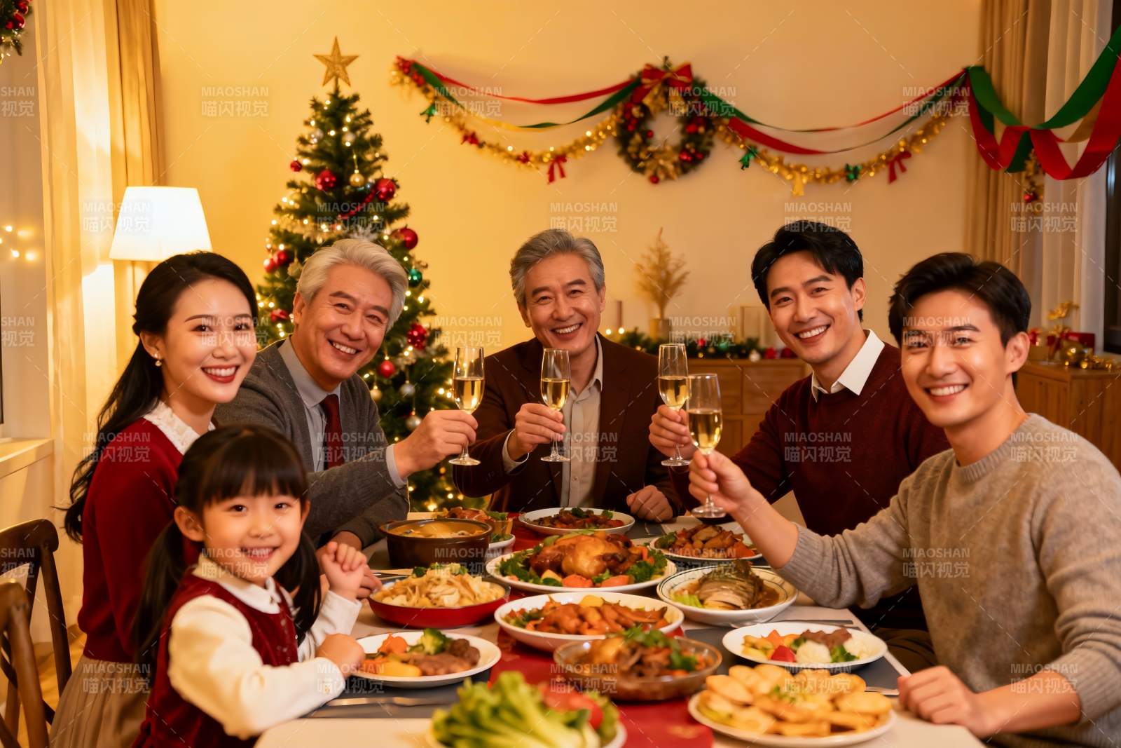 圣诞家庭聚餐欢庆时刻图片