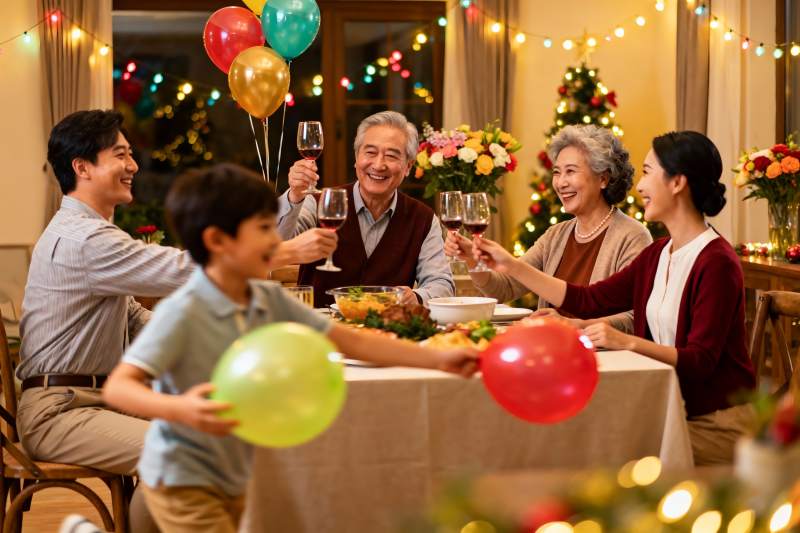 家庭欢聚庆节日举杯同庆图片