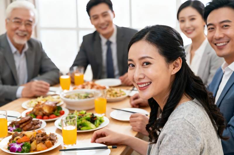 家庭聚餐欢笑场景图片