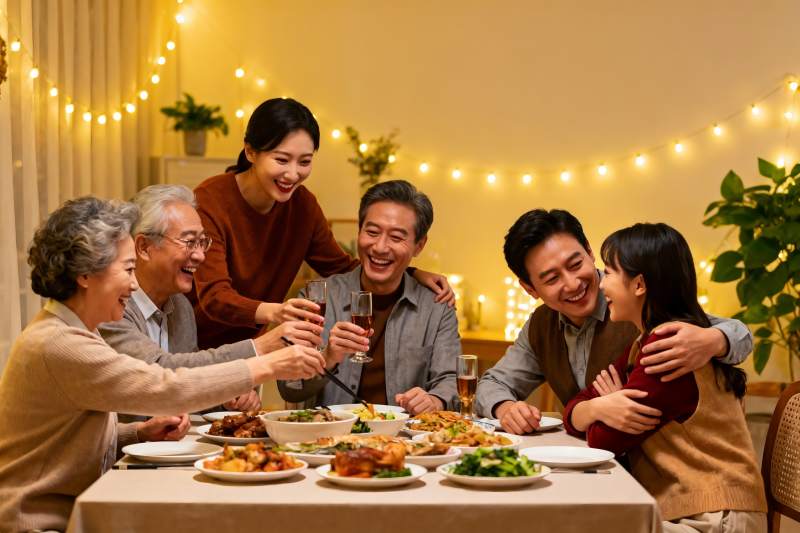 温馨家庭聚餐其乐融融图片