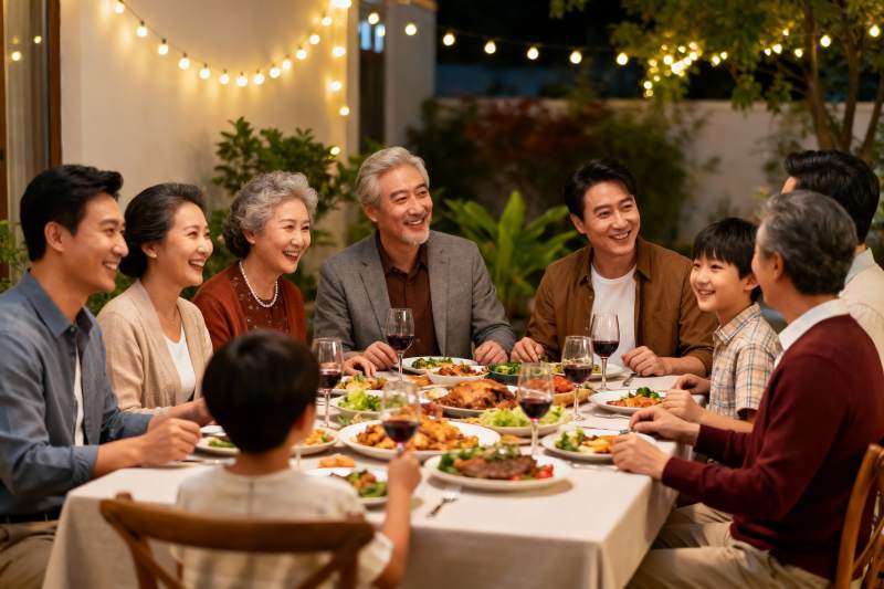 家庭聚餐其乐融融图片