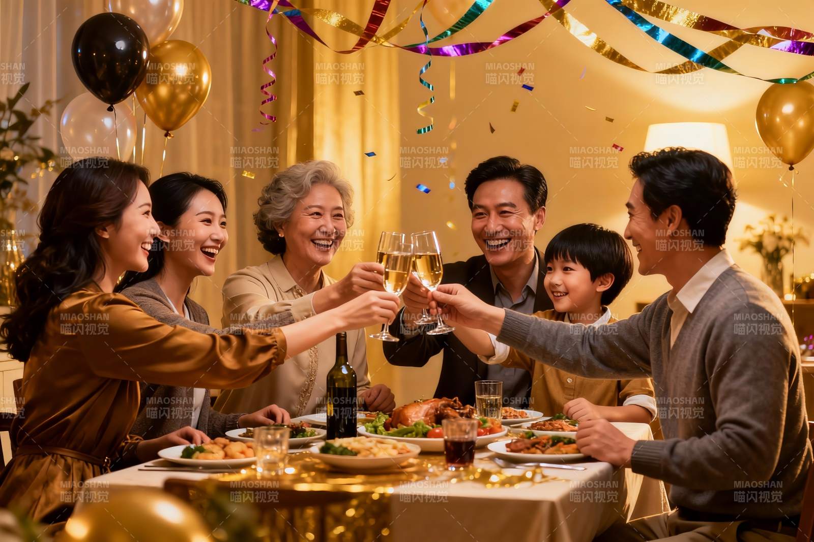 家庭聚餐欢庆时刻图片
