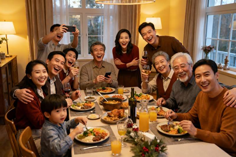 家庭聚餐欢庆时刻图片