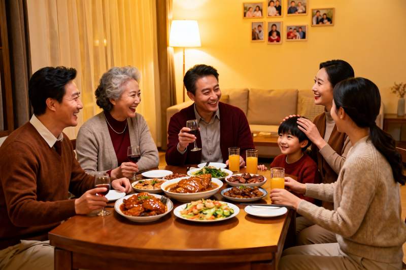 温馨家庭聚餐其乐融融图片