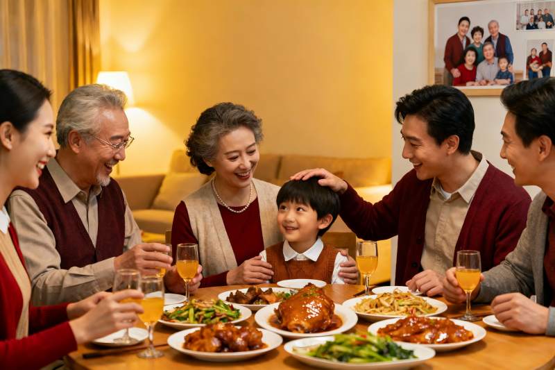 三代同堂家庭聚餐温馨场景图片