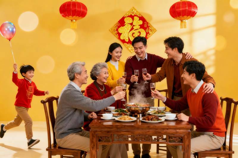 春节家庭聚餐欢庆团圆图片