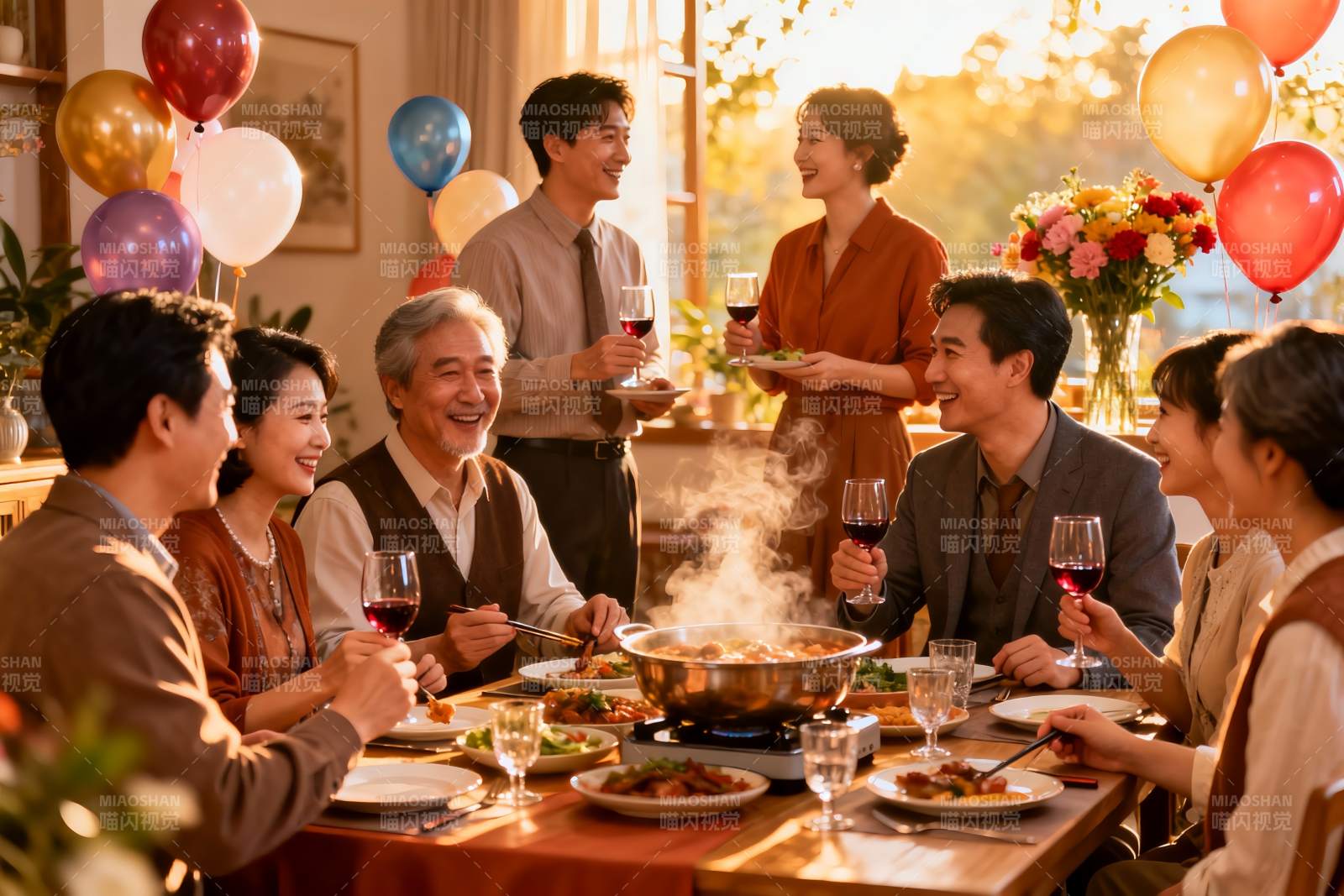 家庭聚餐欢庆场景图片