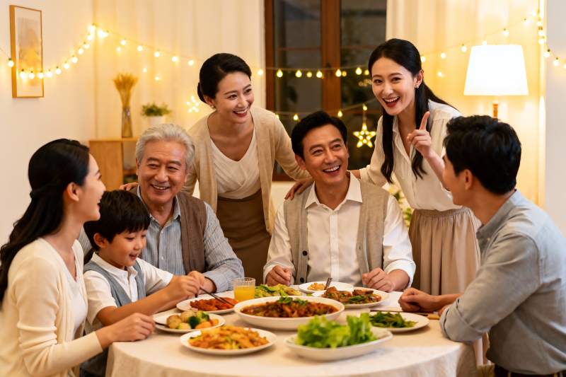 温馨家庭聚餐其乐融融图片