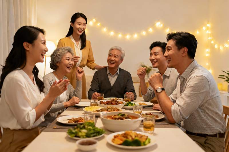 家庭聚餐其乐融融图片