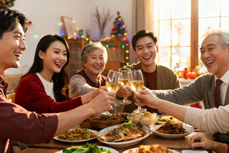 家庭聚餐欢庆节日举杯同乐图片