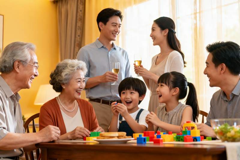 三代同堂家庭聚会温馨场景图片