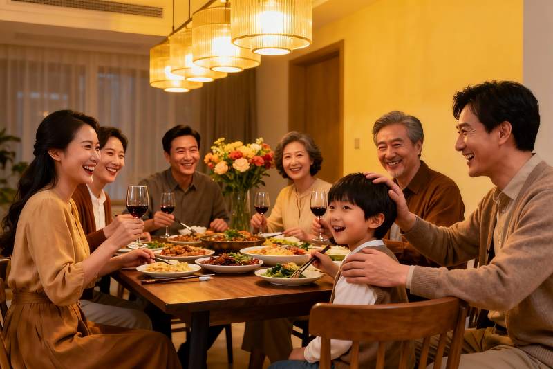 温馨家庭聚餐其乐融融图片