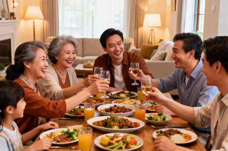 家庭聚餐欢庆时刻图片