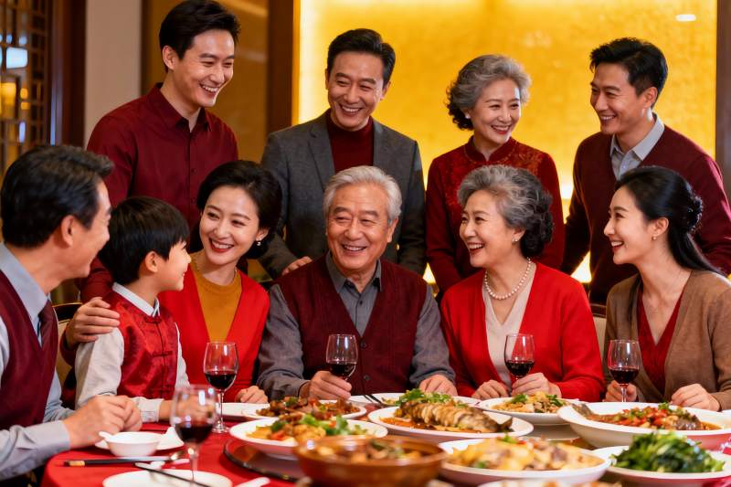 家庭聚餐其乐融融图片