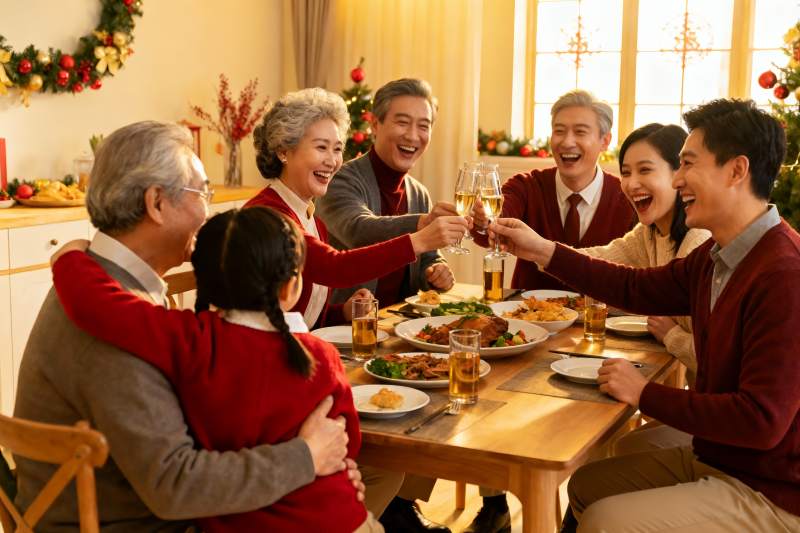 家庭欢聚庆节日举杯同庆图片