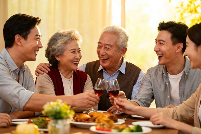 三代同堂家庭聚餐欢庆时刻图片