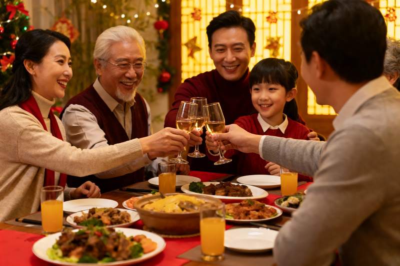 家庭聚餐欢庆节日温馨时刻图片