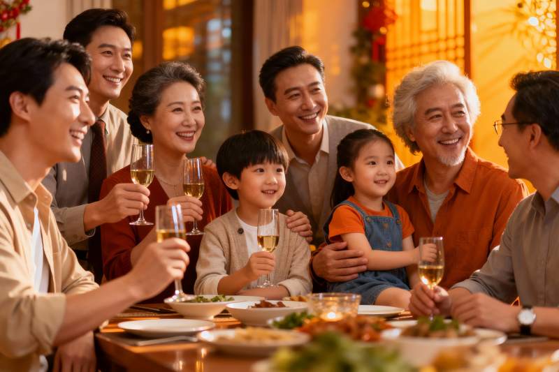 温馨家庭聚餐共庆佳节图片