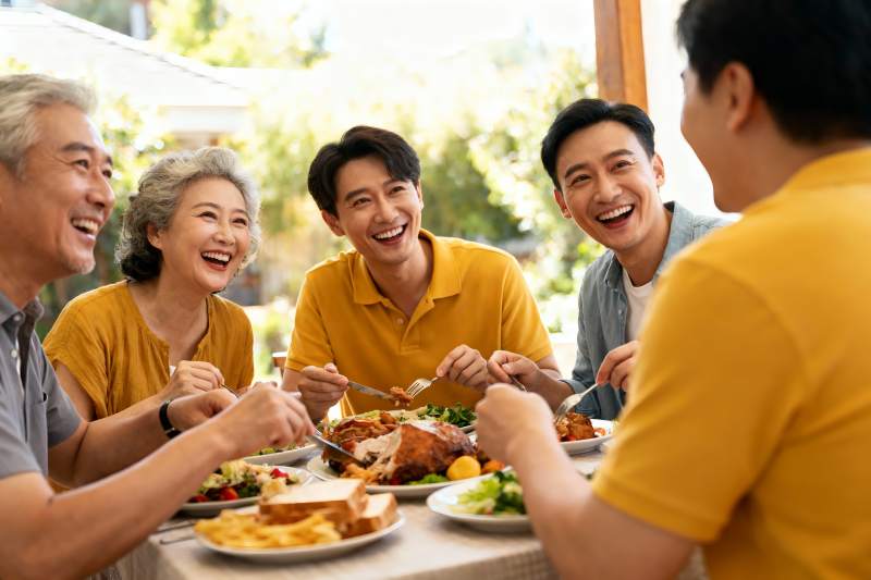 家庭聚餐欢笑共享美食图片