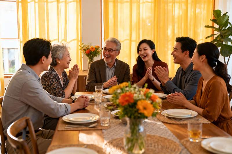 家庭聚餐欢声笑语其乐融融图片