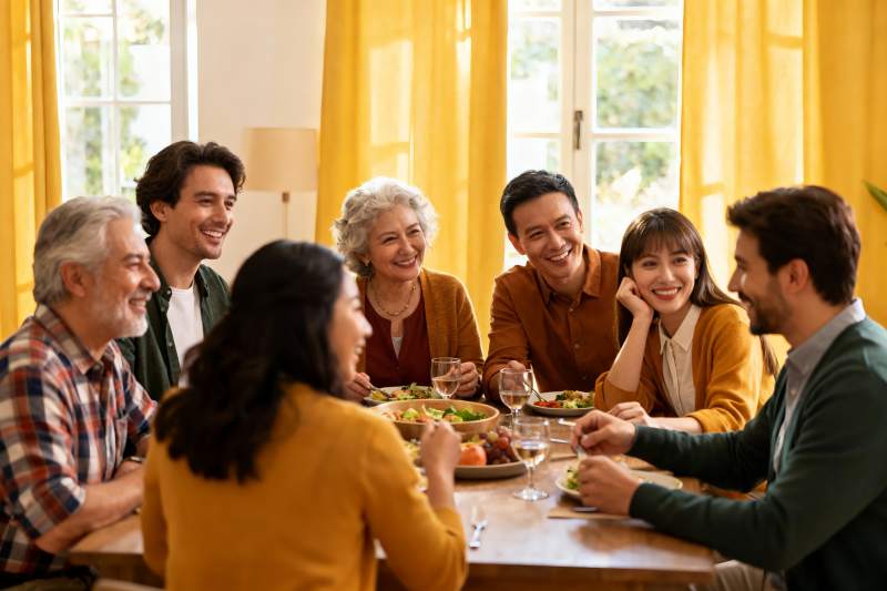 家庭聚餐其乐融融图片