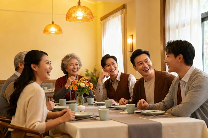 家庭聚餐欢声笑语其乐融融图片