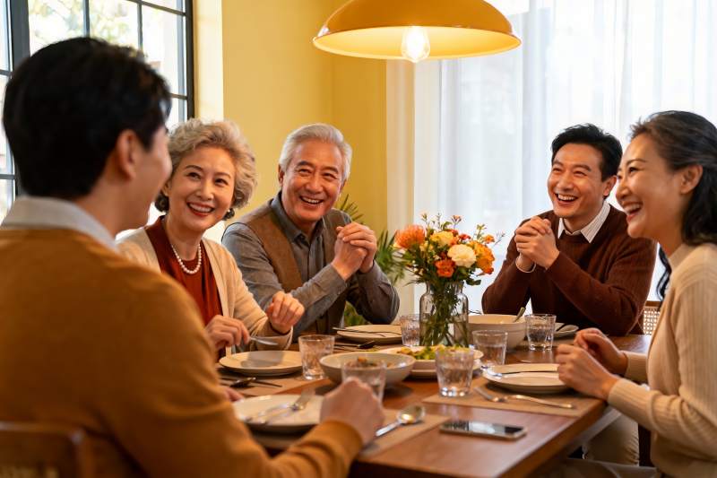 家庭聚餐欢声笑语其乐融融图片