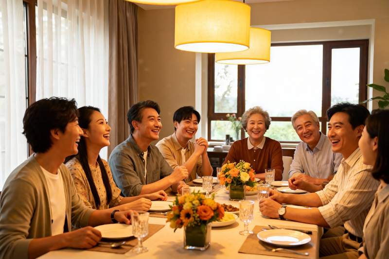 家庭聚餐欢声笑语其乐融融图片