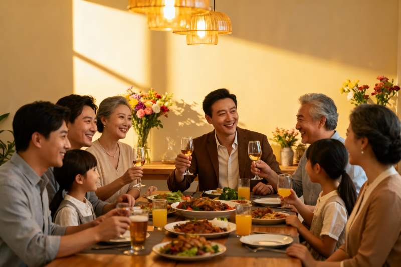 温馨家庭聚餐其乐融融图片