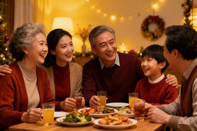 温馨家庭聚餐共庆节日图片