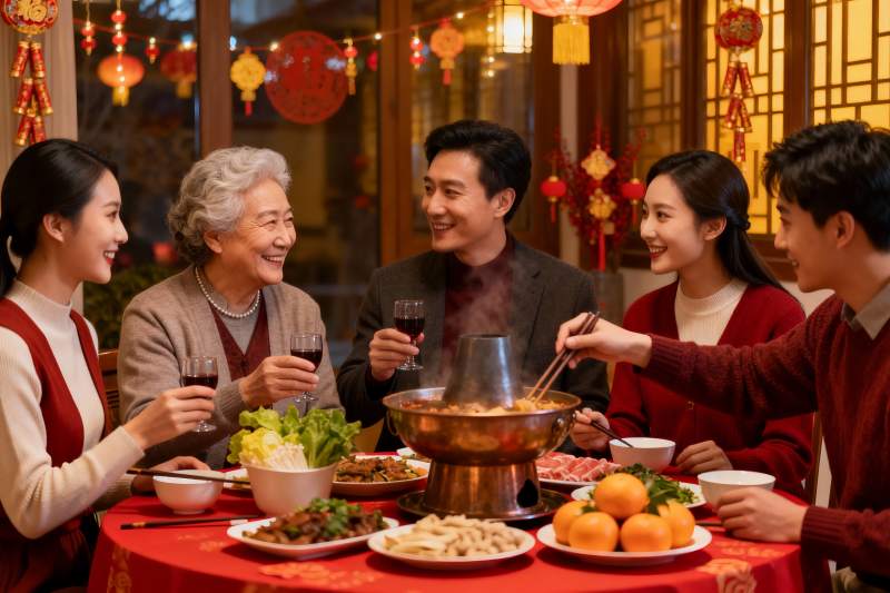 家庭聚餐欢庆节日氛围浓厚图片