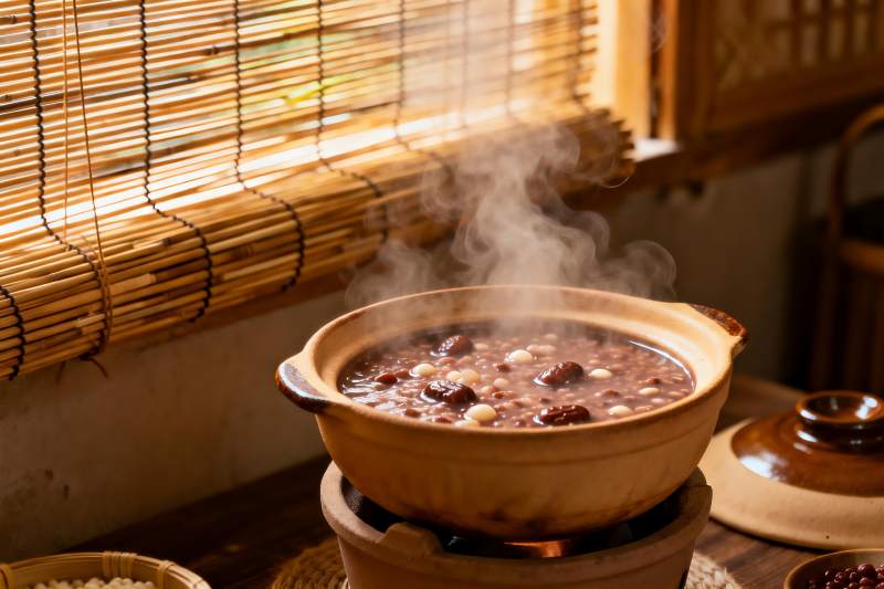 热气腾腾的红豆粥图片