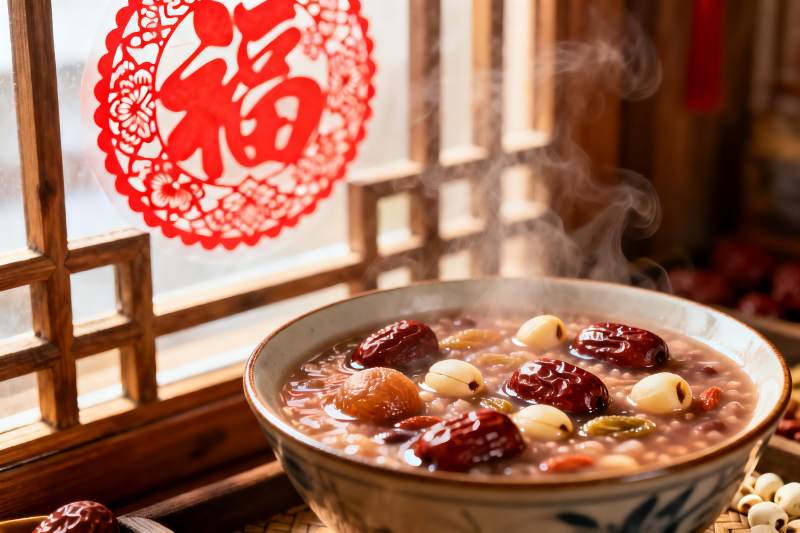热气腾腾的红枣粥图片