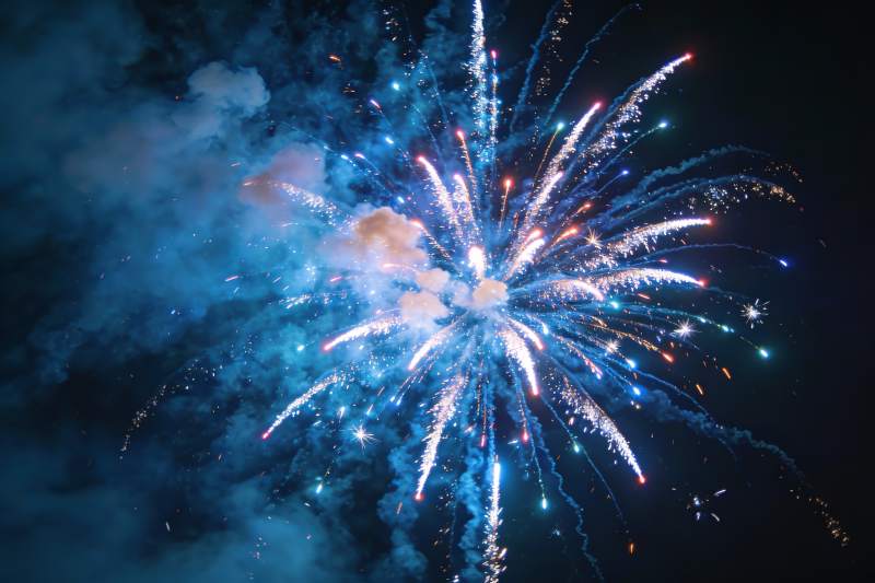 夜空中绽放的绚丽烟花图片