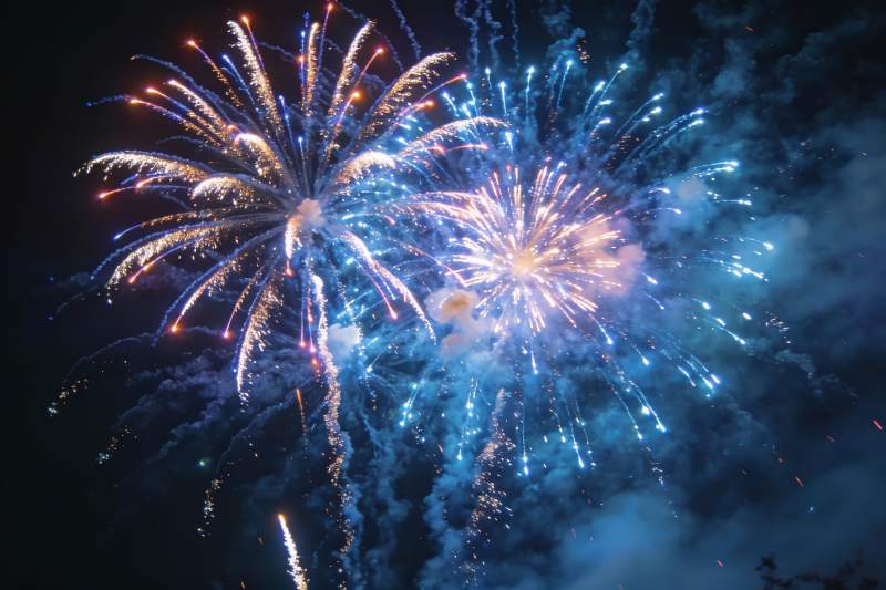 夜空烟花绽放绚丽多彩图片