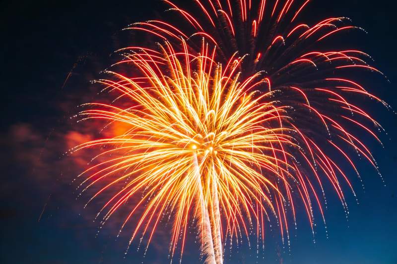 夜空烟花绽放绚丽多彩图片