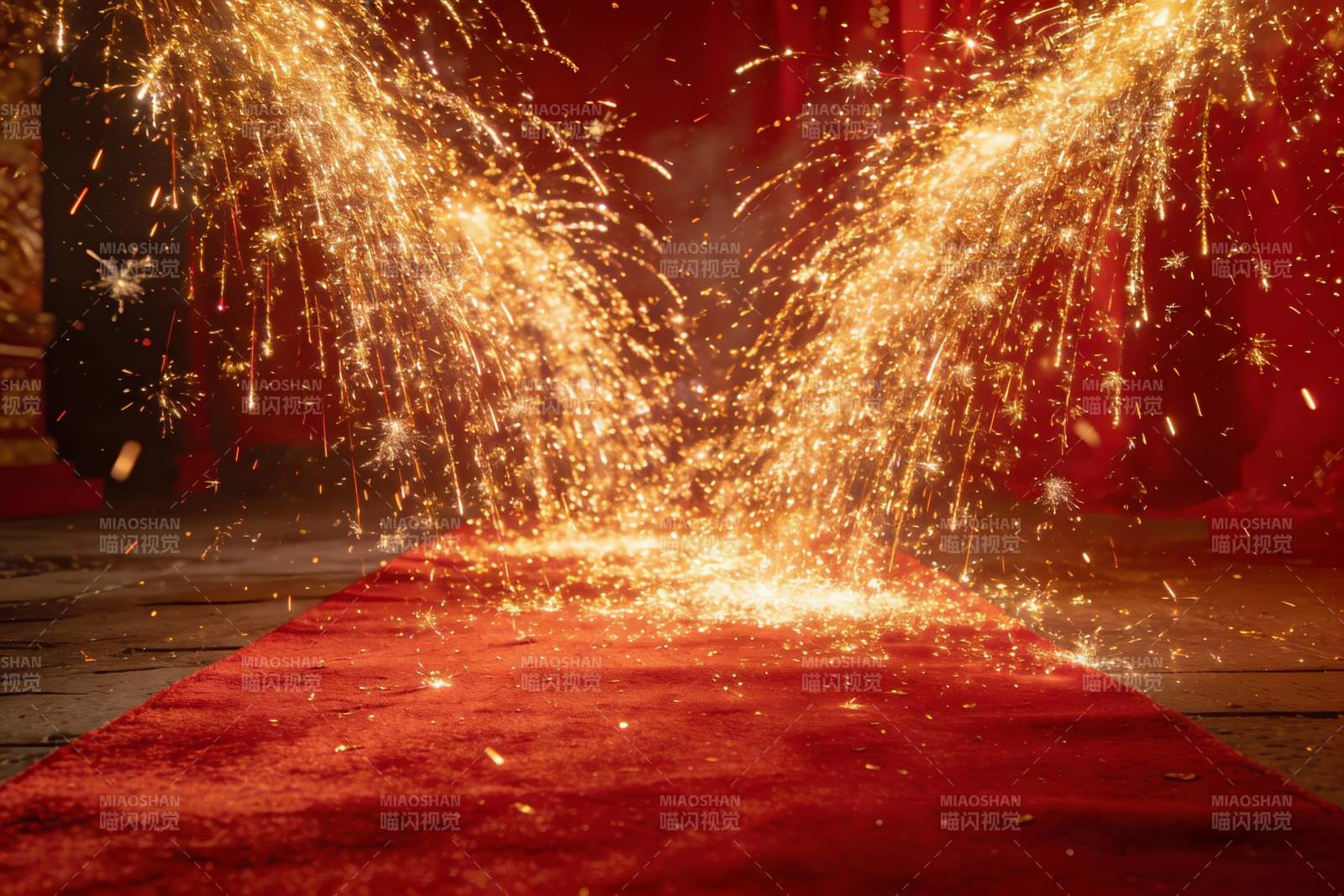 红毯烟花绽放璀璨瞬间图片