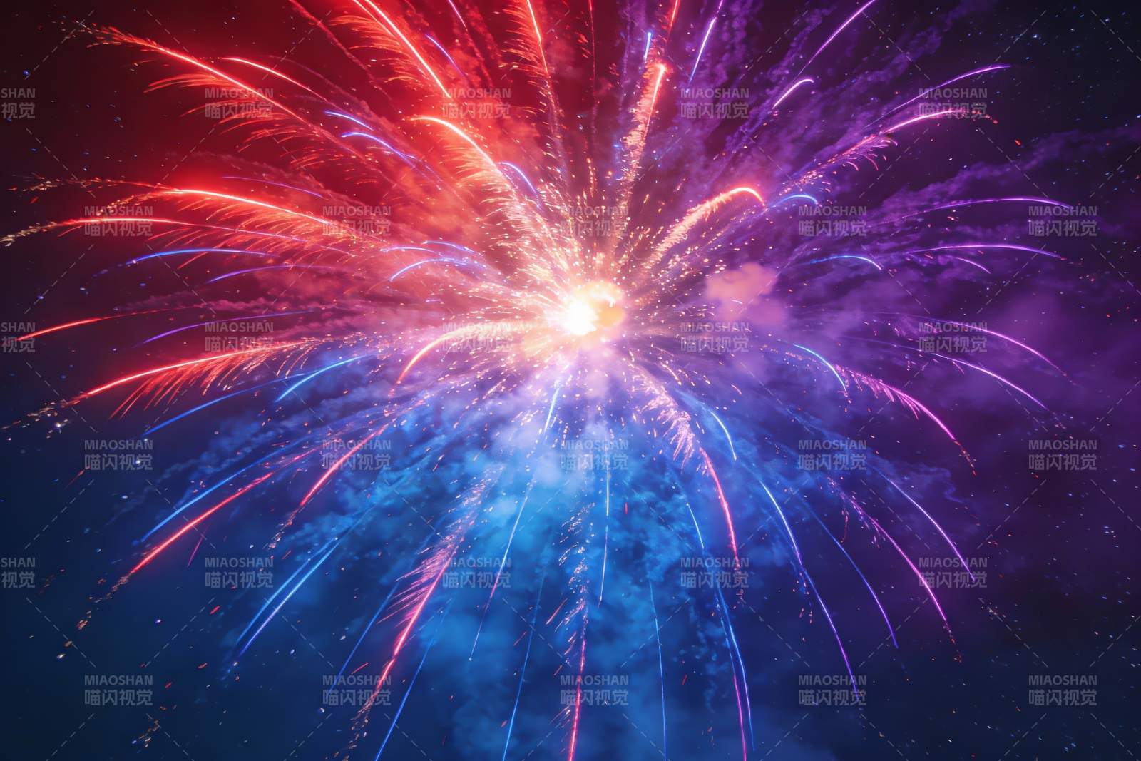 夜空烟花绽放绚丽多彩图片