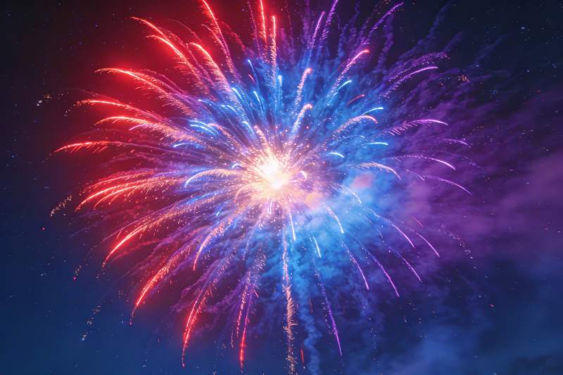 夜空烟花绽放绚丽多彩图片